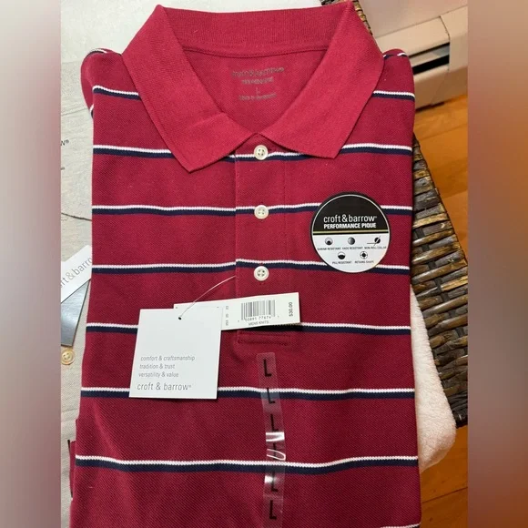 NWT Lot of Men’s Short Sleeve Polo Shirts Size Large Blue, Red, Grey, Beige - Picture 2 of 13